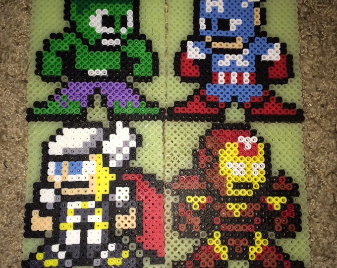 Set of 4 Avengers Perler Coasters, Perler Coaster, Hama Beads ...
