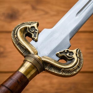 Handmade Celtic Sword with Bras Horse Guard Custom Viking Norse Blade High Carbon Steel Medieval Short Sword Unique Anniversary Gift for Him