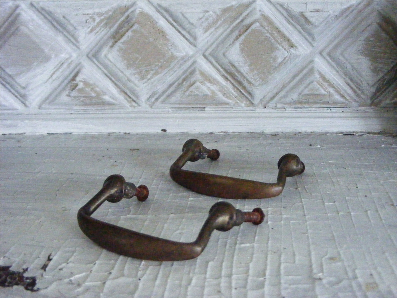 Antique Brass Serving Tray Handles Pair Etsy