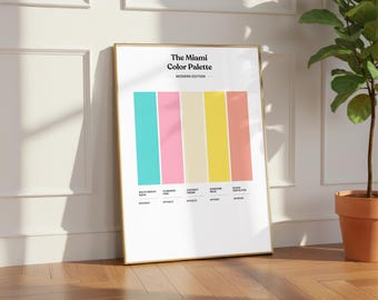 Miami Color Palette Print | Modern Miami Wall Art | Coastal Travel Decor | Bright Minimal City Color Poster