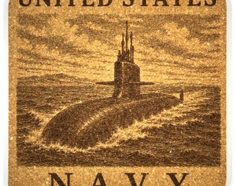 Navy Submarine Cork Coaster, Silent Service Maritime Art
