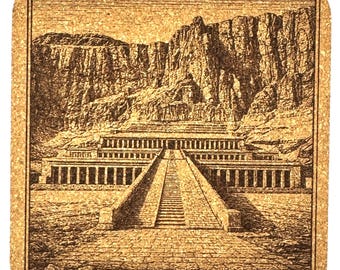 Temple of Hatshepsut Coaster – Dramatic Cliffside Egypt Landmark Engraved Art