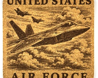 Fighter Jet Cork Coaster, Air Force Supersonic Aviation Art