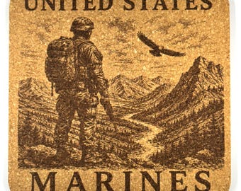 Mountain Patrol Marine Cork Coaster, Outdoor Military Art