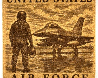 Fighter Pilot Cork Coaster, United States Air Force Aviation Art