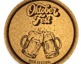 Oktoberfest Beer Festival Cork Coaster German Style Cheers Design