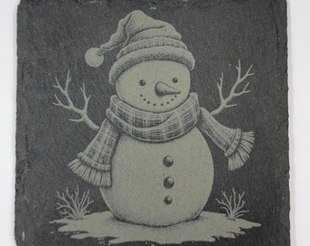 Winter Snowman Slate Coasters – Classic Holiday Snowmen
