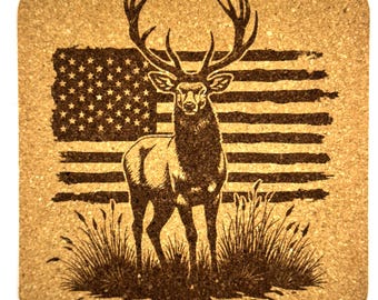 Majestic Deer Coaster with Stars and Stripes Design