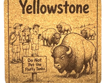 Funny Yellowstone Fluffy Tanks Bison Cork Coaster