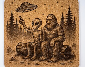 Bigfoot and Alien Stargazing – Cork Coaster