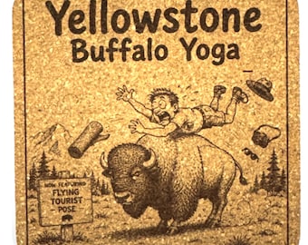 Funny Yellowstone Buffalo Yoga Bison Cork Coaster