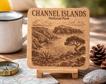 Channel Islands National Park Cork Coaster – California Coastal Island Landscape Art