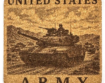Army Tank Cork Coaster, Vintage Armored Vehicle Design