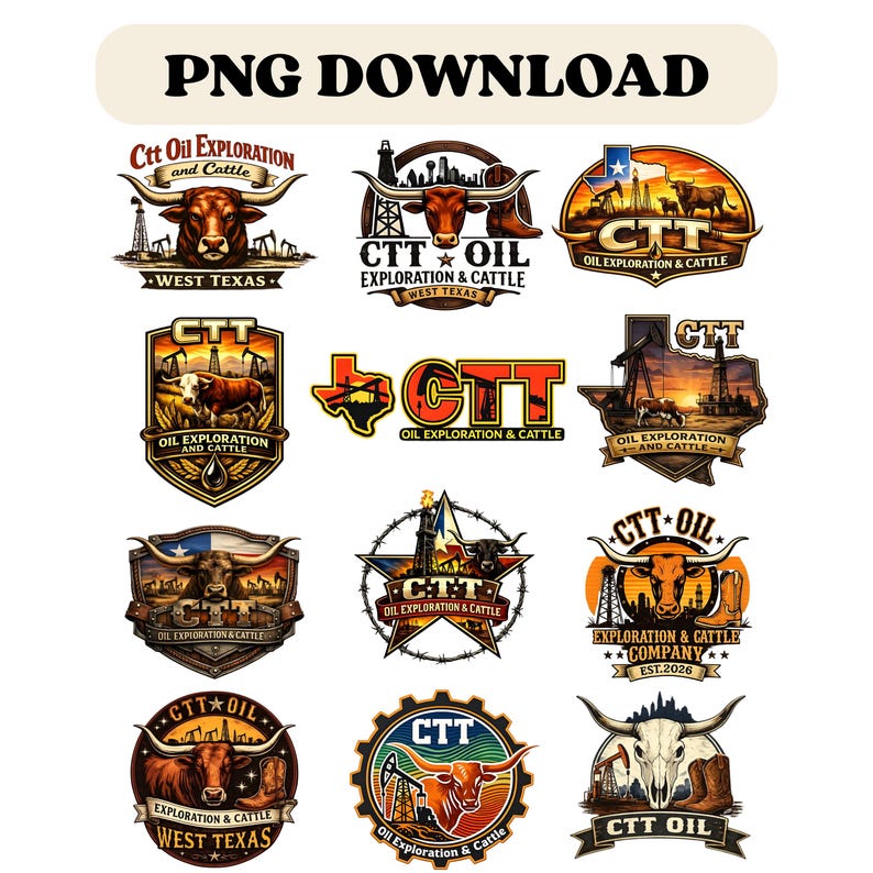 Derricks Text Western Ranch T-shirt Design, CTT Oil & Cattle PNG (digital Download ...