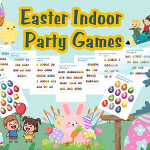 Easter Party Games Bundle, Indoor Games for Kids and Adults, Egg Roll & Jellybean Guess