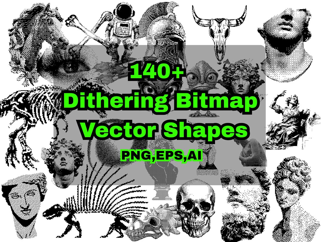 140+ Dithering Bitmaps |Y2K Dithering Vector Shapes | Retro Pixel Art ...
