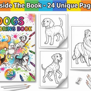 Dog Coloring Book – 24 Adorable Puppy Pages (Digital Download)