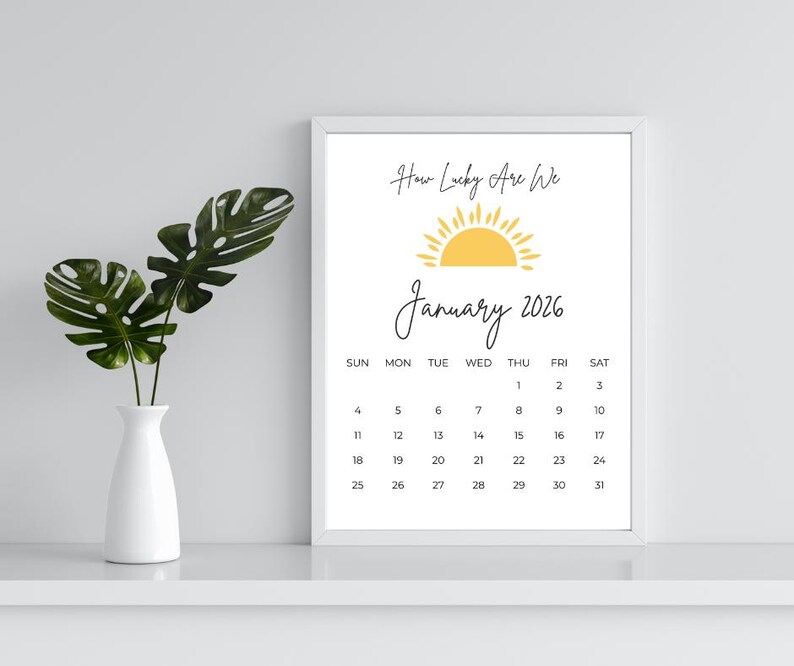 2026 Printable Calendar | A Year of Possibility | Minimal Monthly Wall ...
