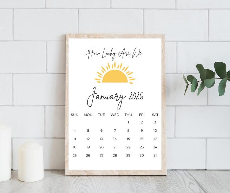 2026 Printable Calendar | A Year of Possibility | Minimal Monthly Wall ...