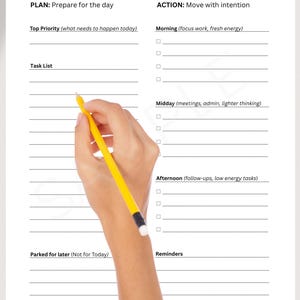 Daily Planner Printable | Minimal Intentional Planner | Plan the Day, Move the Intention | Undated PDF