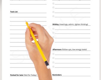 Daily Planner Printable | Minimal Intentional Planner | Plan the Day, Move the Intention | Undated PDF