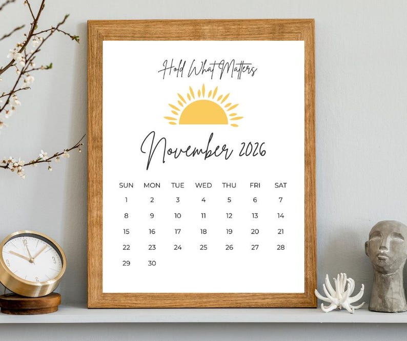 2026 Printable Calendar | A Year of Possibility | Minimal Monthly Wall ...
