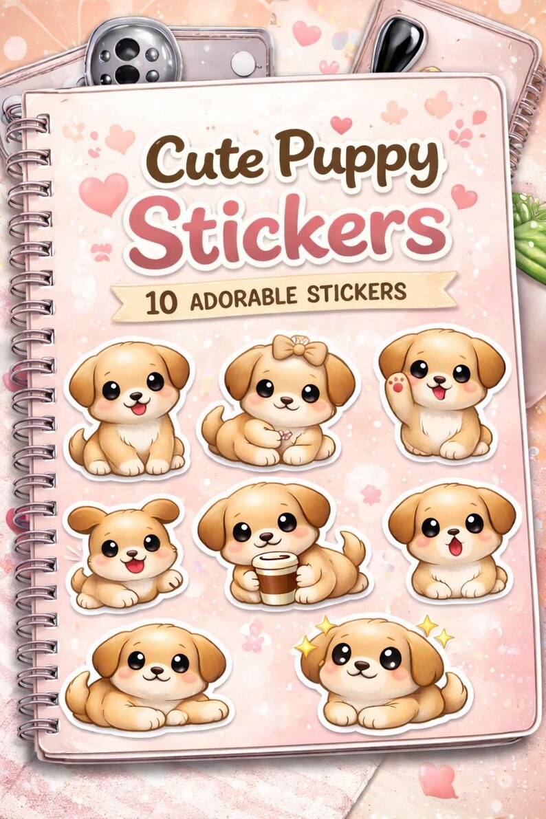 Glossy Puppy Stickers | Dog Planner Stickers (PNG Digital Download) - Etsy