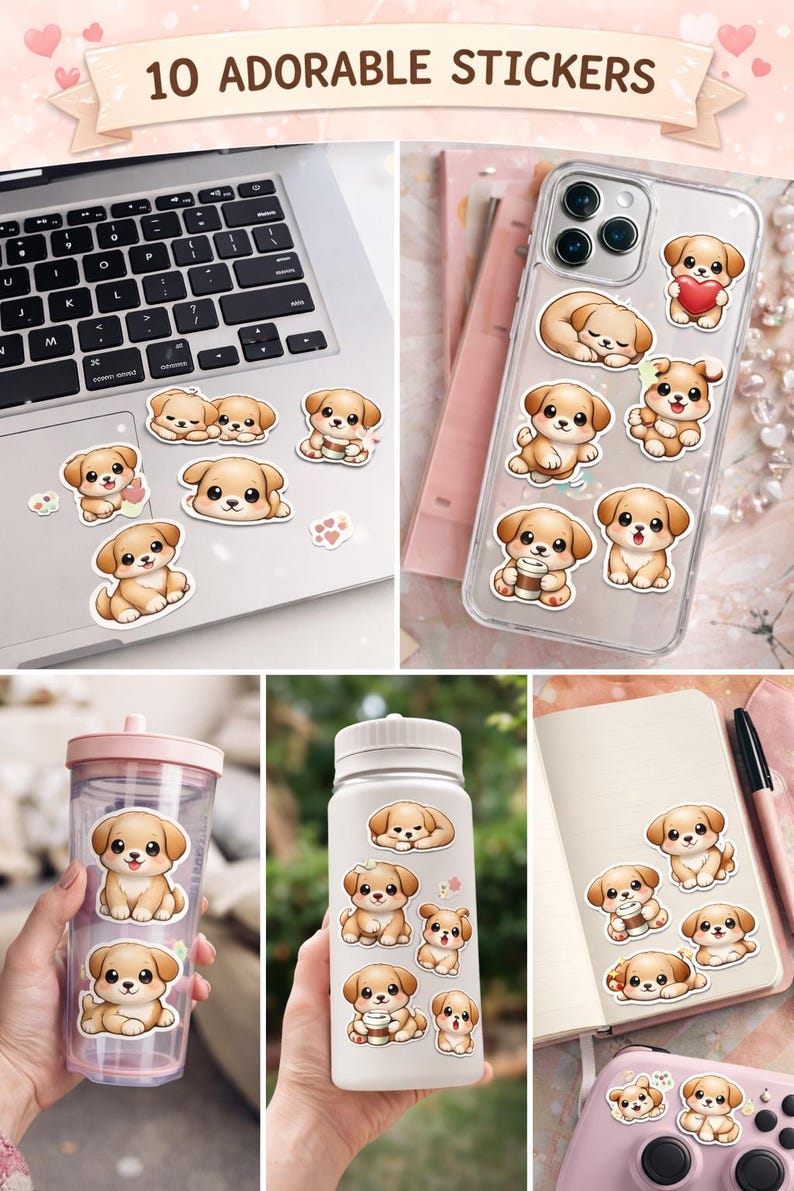 Glossy Puppy Stickers | Dog Planner Stickers (PNG Digital Download) - Etsy
