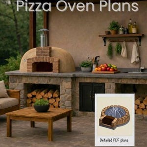 Plans de four à pizza au feu de bois - Four à pain en briques extérieur - DIY PDF + modèle 3D