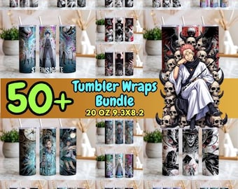 Dark Anime Fantasy Tumbler Wrap PNG 20oz | Sublimation Drinkware Design | Straight & Tapered Tumbler Wrap | Gothic Style | Digital Download