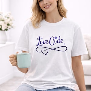 Love Code Shirt, Romantic Infinity Heart T-Shirt, Cute Love Graphic Tee, Minimalist Relationship Shirt, Valentine Gift Idea, Couple Aestheti