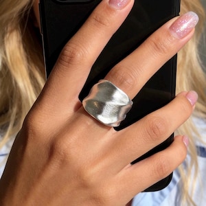 Silver Sculptural Wide Ring