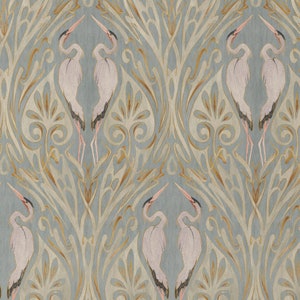 Vintage Art Nouveau Cranes - Removable Wallpaper