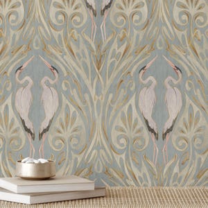 Vintage Art Nouveau Cranes - Removable Wallpaper