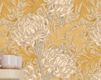 Golden Chrysanthemums - Removable Wallpaper