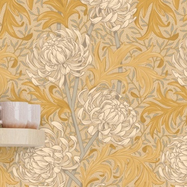 Golden Chrysanthemums - Removable Wallpaper