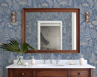Blue ferns - Removable Wallpaper