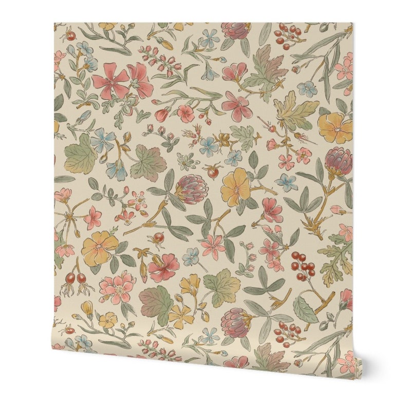 Cozy Cottage Floral Scatter Ink and Watercolor Removable Wallpaper image 9