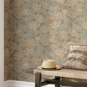 Washed Chrysanthemums - Removable Wallpaper