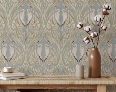 15枚 Vintage Art Nouveau Cranes - Removable Wallpaper - Etsy