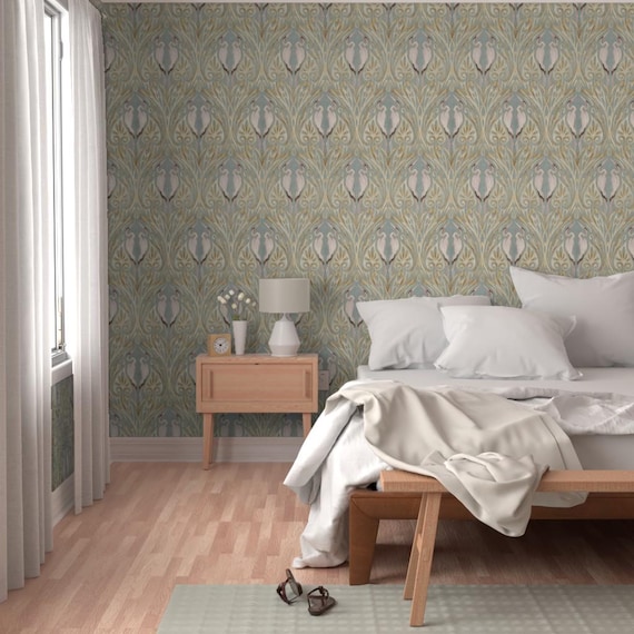 Vintage Art Nouveau Cranes - Removable Wallpaper - Etsy