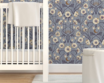 Art Nouveau Boho - Twilight Blue - Removable Wallpaper