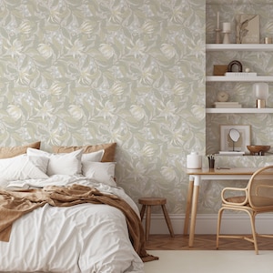 Gloriosa Neutral Linen-textured Removable Wallpaper image 6