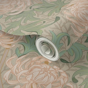 Chrysanthemums in Natural - Removable Wallpaper