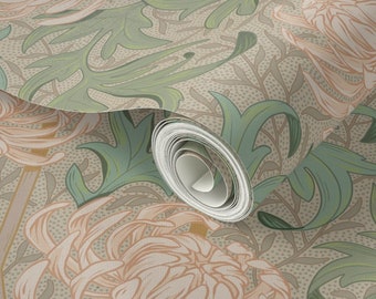 Chrysanthemums in Natural - Removable Wallpaper