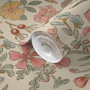 Cozy Cottage Floral Scatter Ink and Watercolor Removable Wallpaper image 7