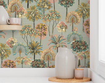 Botanical Bungalow in Seagrass - Removable Wallpaper