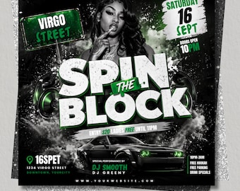 Flyer Spin The Block, DJ-avondevenement, Urban Party op zaterdag (digitale download)