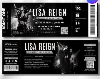 Editable Concert Ticket Canva, Printable Tickets Template, DIY Custom Concert Ticket, Birthday Gift Idea, Surprise Gift DIY Instant Download