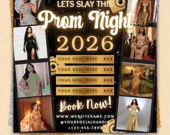 Editable Prom Night 2026 Flyer: Glamorous Deals (Instant Download)